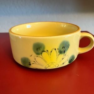Vintage Stoneware yellow sunflower dish or soup bowl